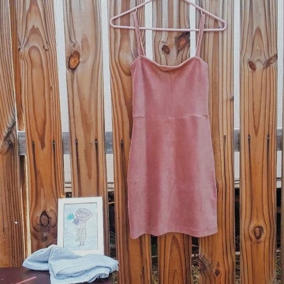 Forever 21 Pink Corduroy Spaghetti Strap Dress S - Picture 1 of 8